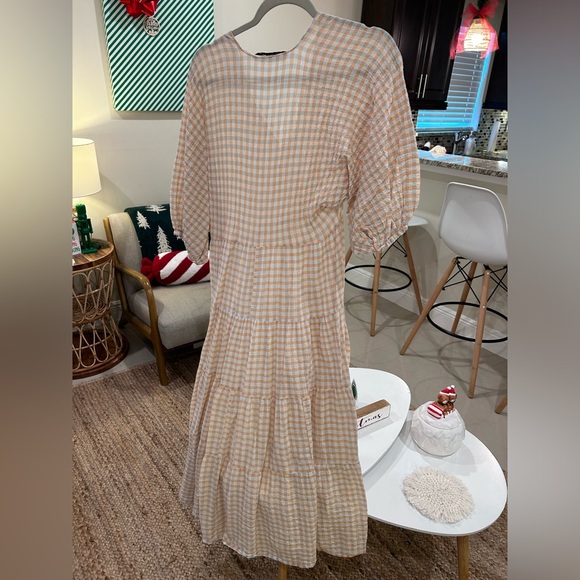 Zara Plaid Dress🧡🩵 - Picture 4 of 4